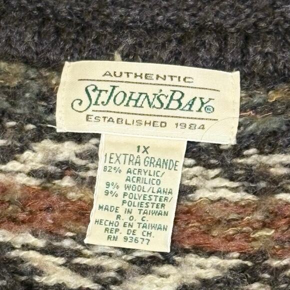 VTG St. John's Bay Fair Isle Sweater Women's XL | Multi-Color | V-Neck Knit - Picture 5 of 10